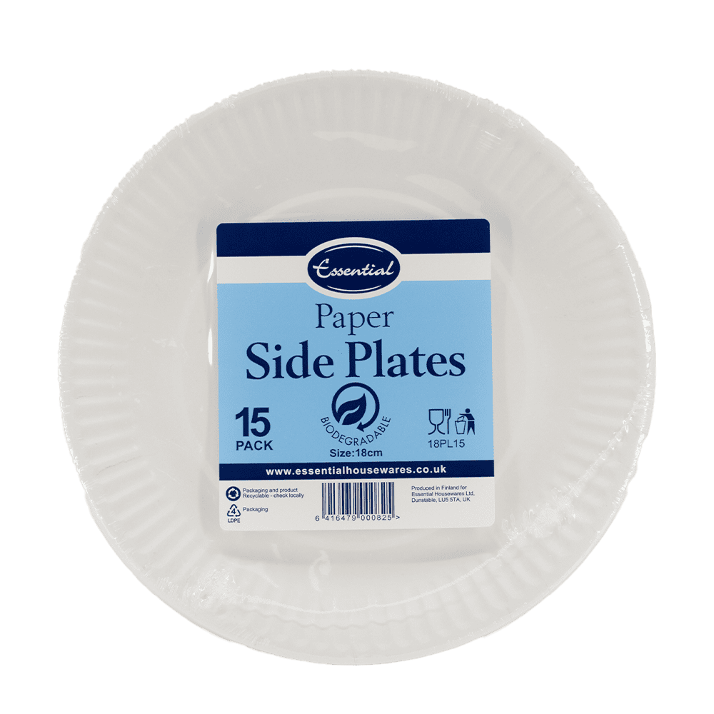 Paper Plates White 18cm 15’s from Harrisons Direct