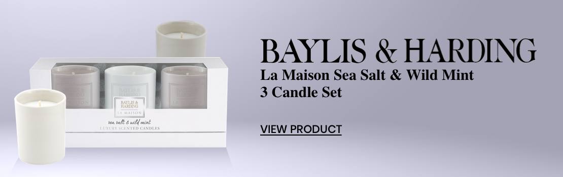 For Relaxation - Baylis & Harding La Maison Sea Salt & Wild Mint 3 Candle Set