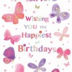 Wholesale Birthday Card - For You Auntie, Butterflies - Pack of 6, by Simon Elvin