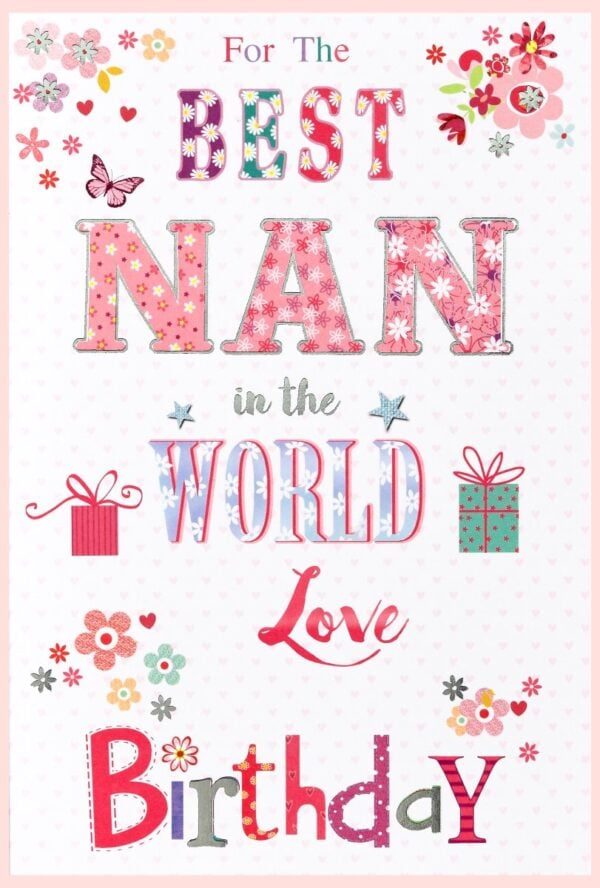 Wholesale Best Nan Birthday Cards - Flowers - Pack of 6, by Simon Elvin - We have a huge range of greetings cards here at Harrisons Direct