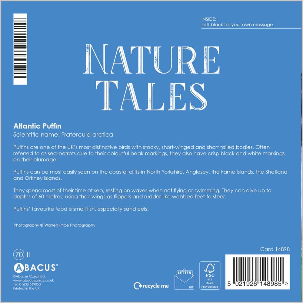 Blank Card - Nature Tales Atlantic Puffin from Harrisons Direct