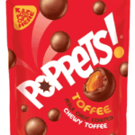 Poppets! Milk Chocolate Coated Chewy Toffee Bag 130g from Harrisons Direct