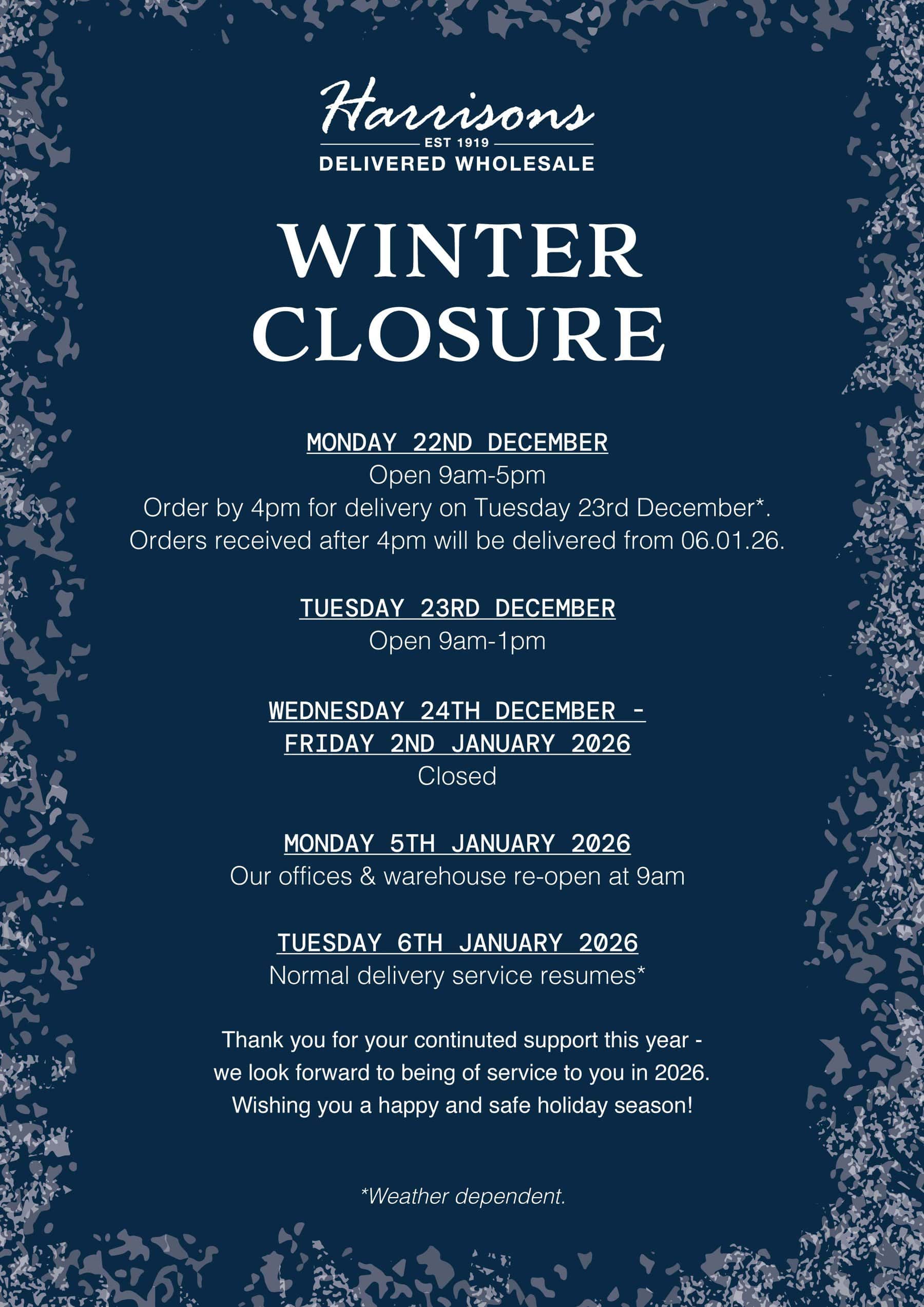 Winter Closure 2021