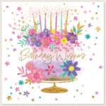 Birthday Card Open Square Birthday Cake 160mmx160mm from Harrisons Direct