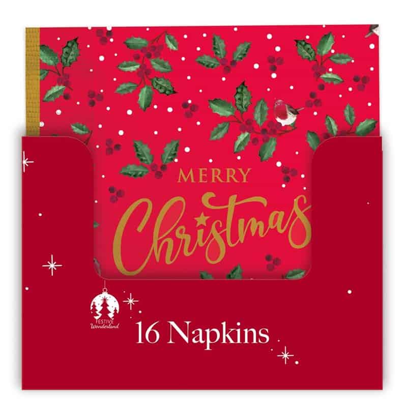 Wholesale Christmas Paper Napkins Traditional 16 Pack from Harrisons Direct