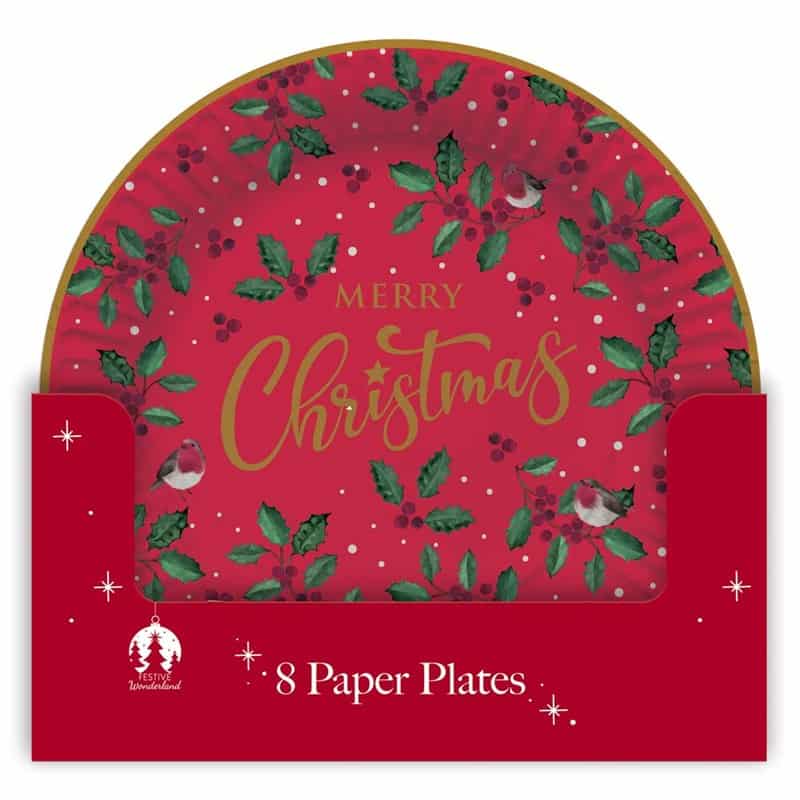 Wholesale Christmas Paper Plates Traditional 8 Pack from Harrisons Direct