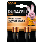 Duracell AAA Plus Power Boost Alkaline Batteries 4pk from Harrisons Direct