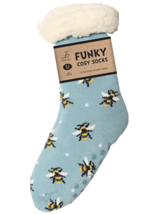 Wholesale Bartleby Ladies Sherpa Socks Bees - Size 4 - 8 from Harrisons Direct
