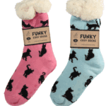 Wholesale Bartleby Ladies Sherpa Socks Cat Silhouette - Size 4 - 8 from Harrisons Direct