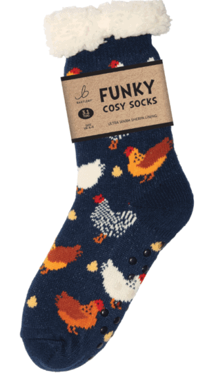 Wholesale Bartleby Ladies Sherpa Socks Colourful Chickens - Size 4 - 8 from Harrisons Direct