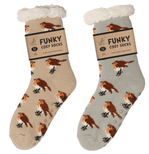 Wholesale Bartleby Ladies Sherpa Socks Garden Robin - Size 4 - 8 from Harrisons Direct