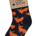 Wholesale Bartleby Men's Sherpa Socks Highland Cow - Size 6-11 from Harrisons Direct