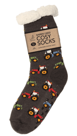 Wholesale Bartleby Mens Sherpa Socks Modern Tractor - Size 6-11 from Harrisons Direct