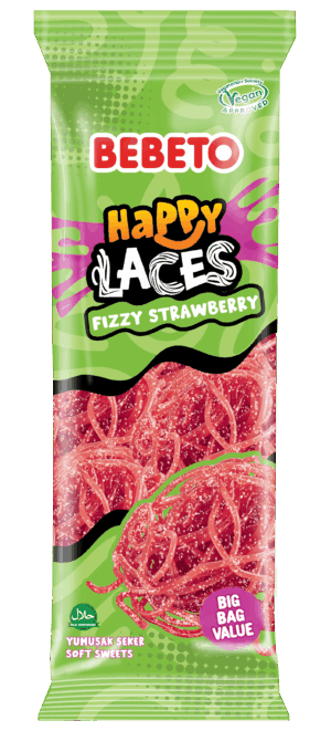 Bebeto Happy Laces Fizzy Strawberry 180g from Harrisons Direct