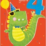 Wholesale Birthday Card Age 4 Boy - Cool Dinosaur from Harrisons Direct