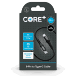 Wholesale Core+ 8-Pin - Type-C Braided Cable 1.2M Grey 3A 27W PD Fast Charge from Harrisons Direct