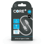 Wholesale Core+ 8-Pin - Type-C Woven Cable 1.2M White 3A 27W PD Fast Charge from Harrisons Direct