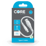 Wholesale Core Essentials USB-A - Type-C Cable 1M White TPE 2.4A 12W Fast Charge from Harrisons Direct
