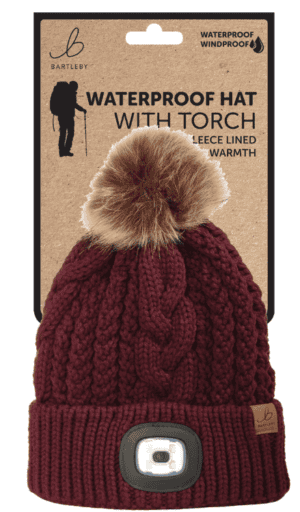 Wholesale Bartleby Ladies Waterproof Bobble Hat - With Light, Sherpa Lined from Harrisons Direct