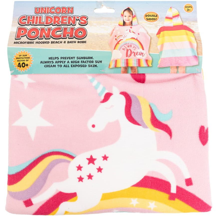 Poncho Beach Towel with Hood 4 Assorted, Size 60cm x 110cm